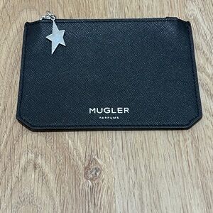 Mugler Black Zip Textile Pouch with Silver Star Charm